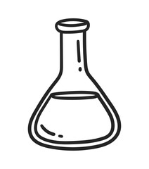 Vector line art illustration of chemical flask