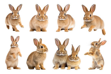 Obraz premium PNG brown rabbit design element set, transparent background