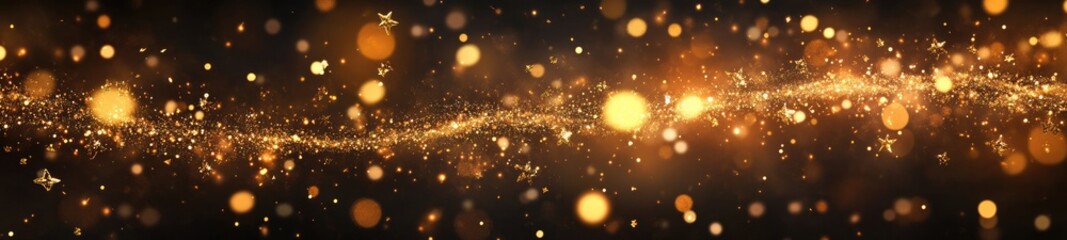 Shimmering Banner with Golden Accents and Falling Stars