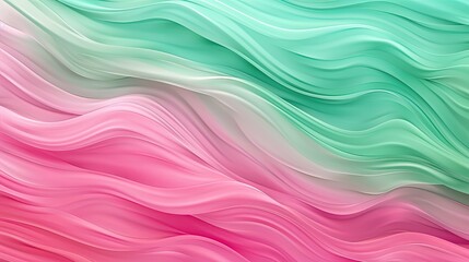 Obraz premium A smooth, flowing abstract design featuring soft pink and mint green waves, creating a soothing visual effect.