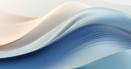 A smooth, flowing abstract design featuring soft waves in shades of blue and beige, creating a calming visual effect.