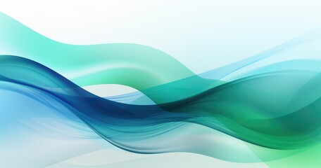 Fototapeta premium A smooth, flowing abstract design featuring soft waves in shades of blue and green, ideal for backgrounds or graphic elements.