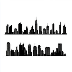 Naklejka premium skyline cityscape urban buildings architecture silhouette black and white modern metropolitan skyline silhouette city skyline urban landscape skyscrapers