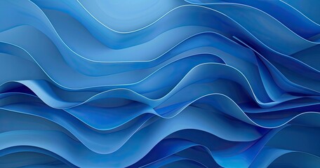 Obraz premium A smooth, flowing abstract design featuring various shades of blue, evoking a sense of calm and fluidity.