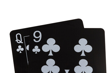 Obraz premium card black game deck point nine club queen nine