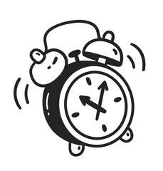 Vector line art illustration of alarm clock