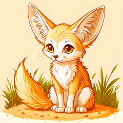 Obraz premium Cute Fennec Fox Illustration