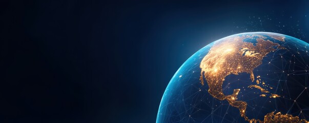 Conceptual globe with expanding web of connections, representing the growth of global communication networks