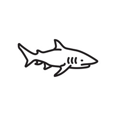 Bull Shark Outline Icon, Vector illustration