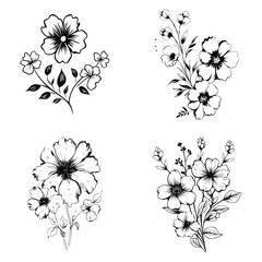 Black and white floral flower