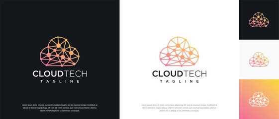 Naklejka premium Cloud technology logo design template. Cloud digital technology logo design vector icon
