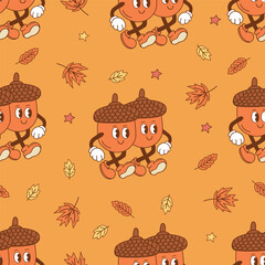 seamless pattern with cute  acorns