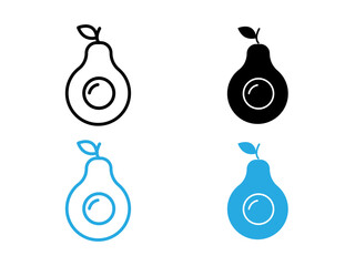 avocado icon black and white vector outline sign
