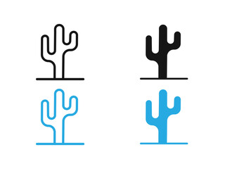 Cactus icon black and white vector outline sign
