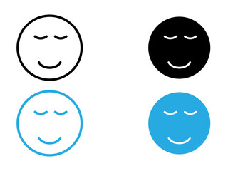 Calm Emoji icon black and white vector outline sign