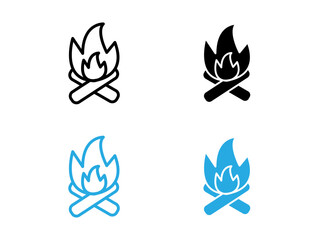 Campfire icon black and white vector outline sign