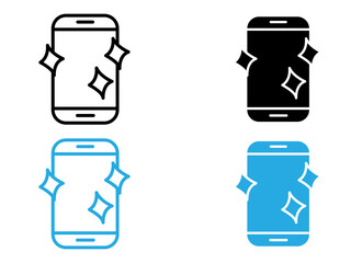 clean phone glass icon black and white vector outline sign