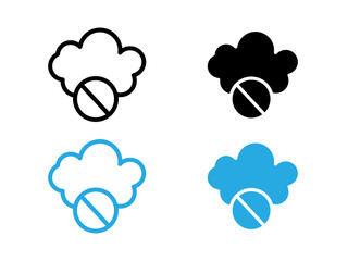 cloud sync disable icon black and white vector outline sign