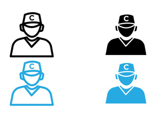 Coach icon black and white vector outline sign