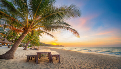 Beachside tables with drinks Cocktails in a luxury beach hotel holiday summer holiday travel summer sea
