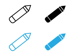 Crayons icon black and white vector outline sign