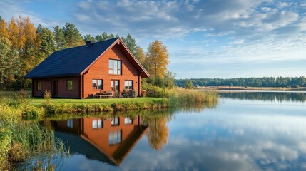 Obraz premium Country house near the lake