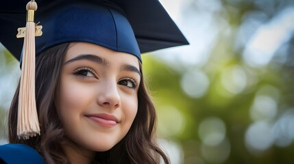 Smiling Graduate in Cap and Gown Celebrating Academic Achievement