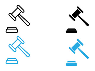 Gavel icon black and white vector outline sign