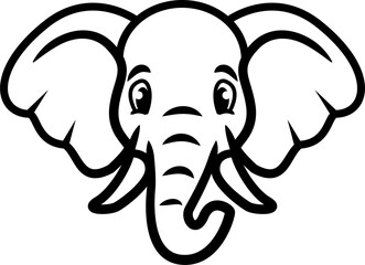 black coloring book outline icon illustration of a baby elephant isolated on white