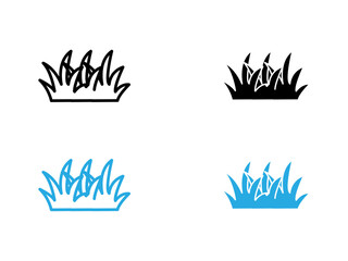 Grass icon black and white vector outline sign