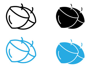 Hazelnut icon black and white vector outline sign