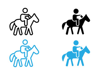 horse Ride icon black and white vector outline sign