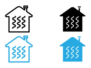 House heating icon black and white vector outline sign