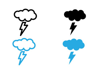 Lightning icon black and white vector outline sign