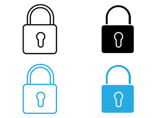 Lock icon black and white vector outline sign