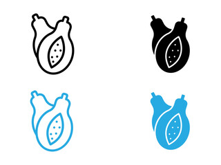 Papaya icon black and white vector outline sign