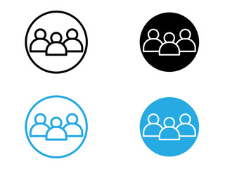 People icon black and white vector outline sign