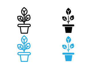 plant icon black and white vector outline sign