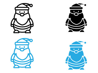 Santa Claus icon black and white vector outline sign