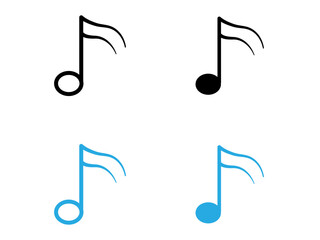 semiquaver note icon black and white vector outline sign