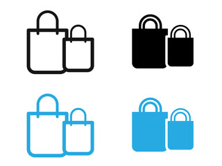 Shopping bag icon black and white vector outline sign