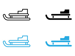Sled icon black and white vector outline sign