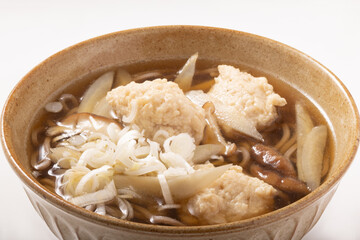 鶏つみれ　ごぼう蕎麦