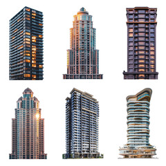 Obraz premium PNG modern office building element set, transparent background