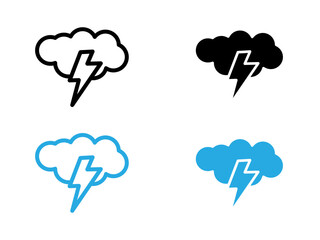 Thunder lightning icon black and white vector outline sign