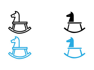 Toy horse rocking chair icon black and white vector outline sign