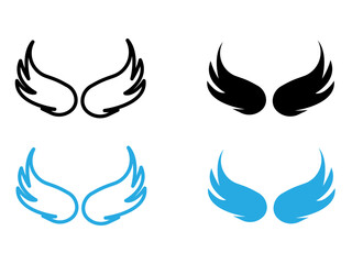 Wings icon black and white vector outline sign