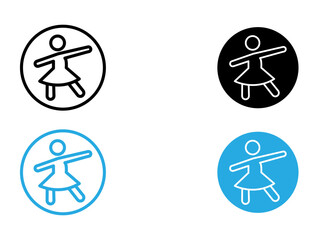 woman dancing icon black and white vector outline sign