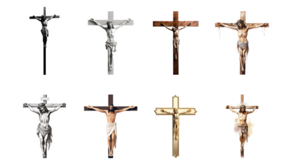 PNG Crucifixes Jesus cross element set, transparent background