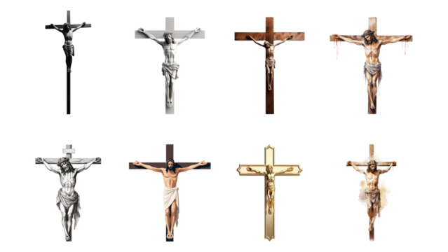 PNG Crucifixes Jesus cross element set, transparent background